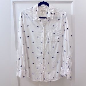 Disney Vintage Mickey Mouse Women’s Button Down Pattern H&M Top